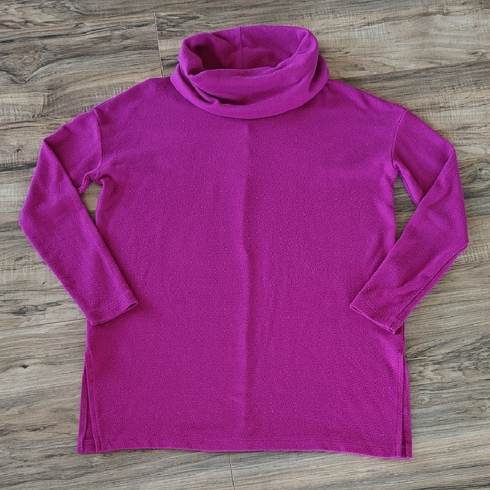EUC Fuschia cowl neck tunic sweater